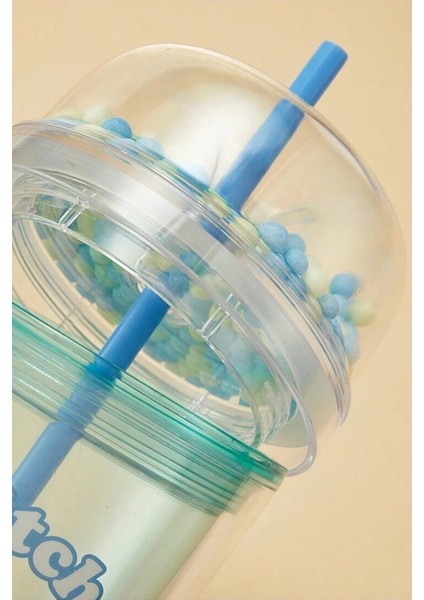 Lilo & Stitch Lisanslı Çift Cidarlı Pipetli Plastik Şişe