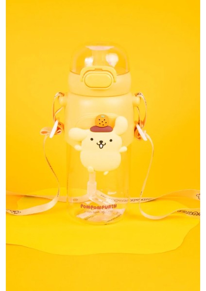 Sanrio Lisanslı Pipetli Kapaklı Suluk (600ML) - Pompompurin