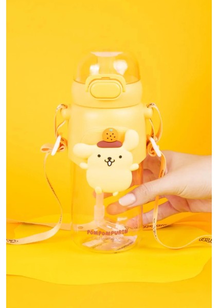 Sanrio Lisanslı Pipetli Kapaklı Suluk (600ML) - Pompompurin