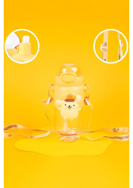 Sanrio Lisanslı Pipetli Kapaklı Suluk (600ML) - Pompompurin