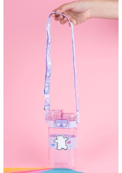 We Bare Bears Lisanslı Omuz Askılı Plastik Şişe (560ML) - Kutup Ayısı