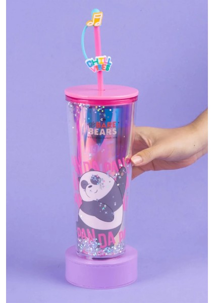 We Bare Bears Lisanslı Çift Cidarlı Pipetli Şişe (800ML) - Panda
