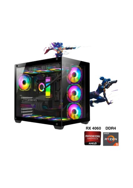 TKDEN-V38 RYZEN7-5700X 32GB Ddr4 512GB SSD Rx 580 8gb Oyuncu Masaüstü Bilgisayar
