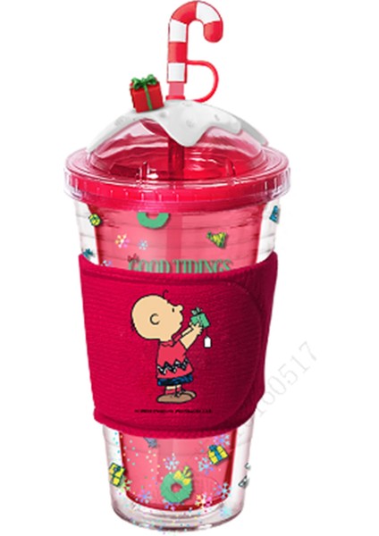 Snoopy Lisanslı Yılbaşı Koleksiyonu Çift Cidarlı Tutacaklı Şişe