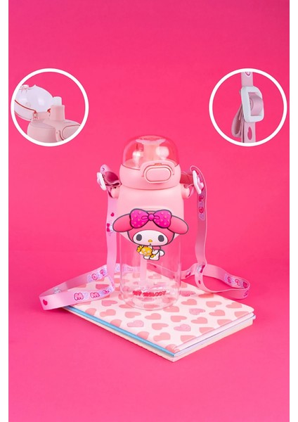 Sanrio Lisanslı Pipetli Kapaklı Suluk (600ML) - My Melody