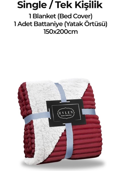 Sherpa Battaniye Tek Kişilik Çizgili Yumuşak Peluş Wellsoft Yatak Örtüsü
