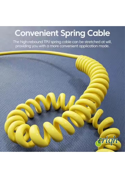 4'ü 1 Arada Geri Çekilebilir Yaylı Hızlı Şarj Kablosu Pd 65W Usb-C–type-C–iphone Süper Hızlı Şarj