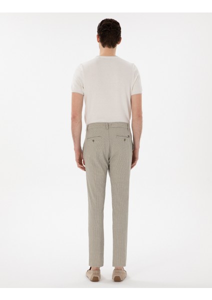 Erkek Haki Slim Fit Gofre Yazlık Kanvas Pantolon 50305235-VR027