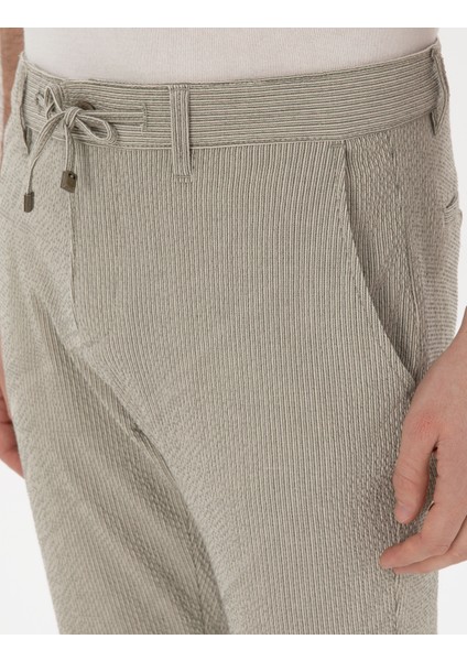 Erkek Haki Slim Fit Gofre Yazlık Kanvas Pantolon 50305235-VR027