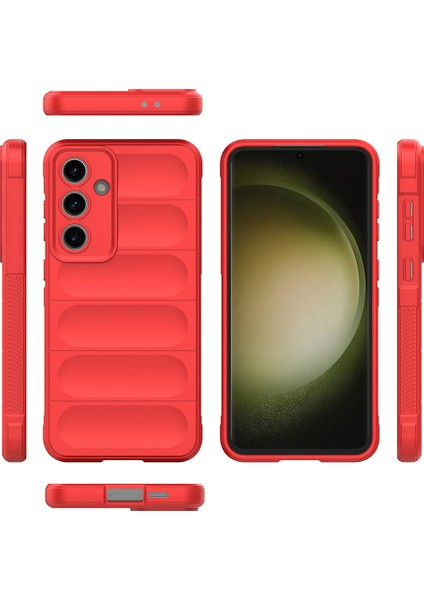 Samsung Galaxy S24 Fe Uyumlu Kılıf Etnik Optimum Mat Kamera Korumalı Silikon Kırmızı