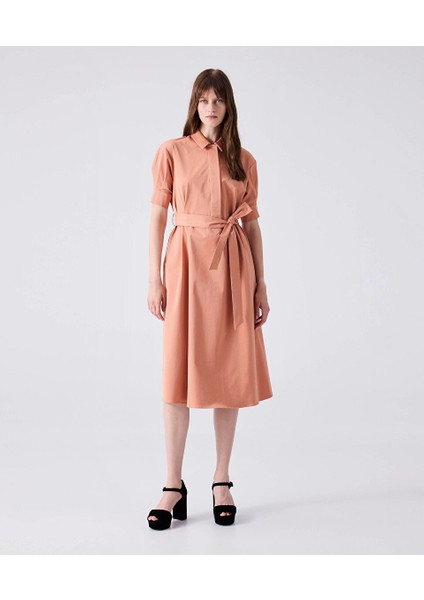 Kuşaklı Gömlek Yaka Elbise MW6240002108DE2