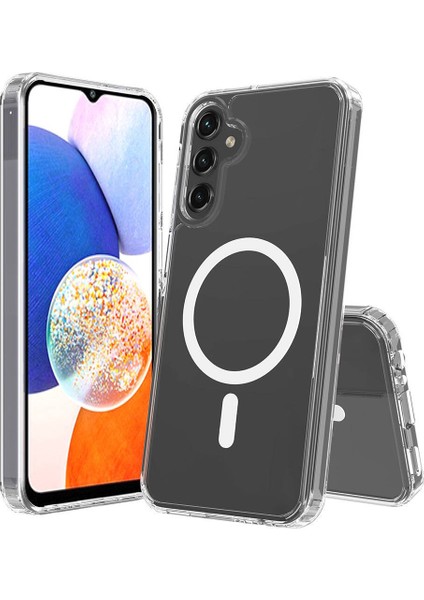 Samsung Galaxy S25 Uyumlu Kılıf Magsafeli Sert Pc Embos Kapak Şeffaf