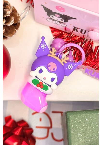 Sanrio Lisanslı Kış Serisi Işıklı Anahtarlık - Kuromi