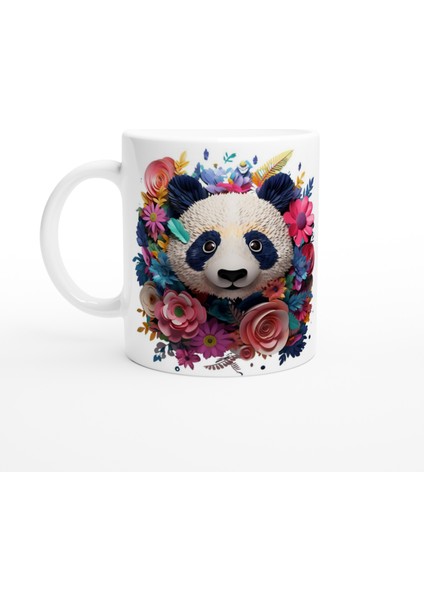 Çiçek Taçlı Panda Baskılı Kupa Bardak