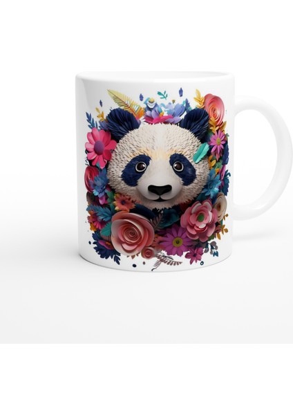 Çiçek Taçlı Panda Baskılı Kupa Bardak