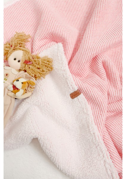 Pouf Bebek Çocuk Battaniyesi 80 x 100 cm Koyun Tüyü Battaniye Alize Pembe