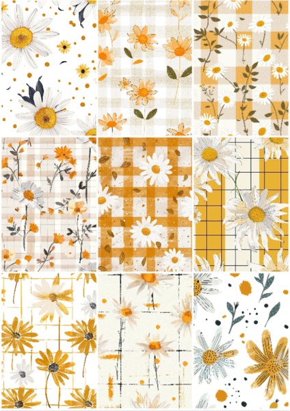 18ADET 10X14CM Vintage Papatyalar Vintage Eskitme Scrapbook Kağıdı Bullet Journal Ajanda Için Uygun