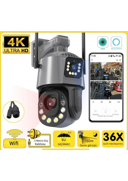 36X Optik Zoomlu Hareket Sensörlü Su Geçirmez Ev, Ofis, Fabrika Dükan Bahçe Güvenlik Kamerası