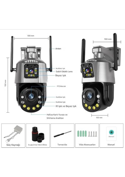 36X Optik Zoomlu Hareket Sensörlü Su Geçirmez Ev, Ofis, Fabrika Dükan Bahçe Güvenlik Kamerası