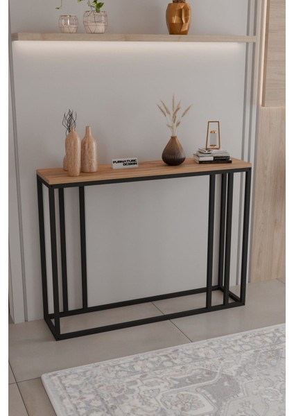 Metal Ayaklı Dresuar Dekoratif Raflı Dresuar Konsol Metal Dresuar 100 cm
