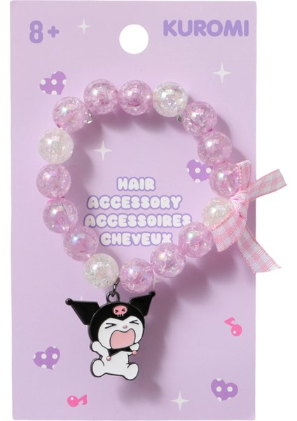 Sanrio Lisanslı Kuromi Boncuklu Fiyonk Detaylı Saç Lastiği