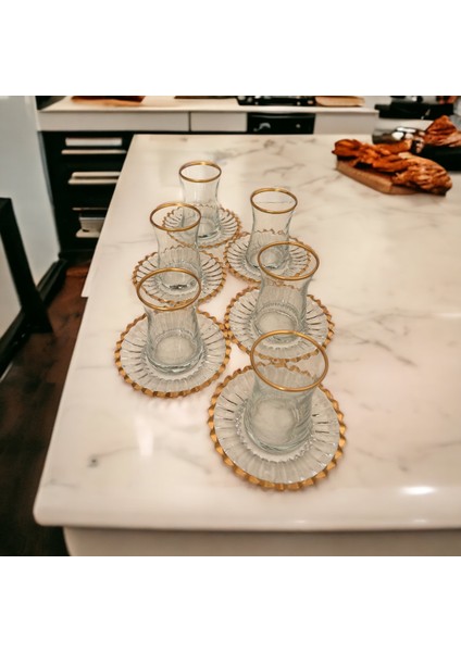 Elysia Çay Bardağı Çay Takımı Seti Yaldızlı