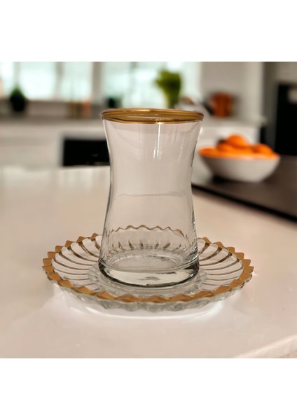 Elysia Çay Bardağı Çay Takımı Seti Yaldızlı