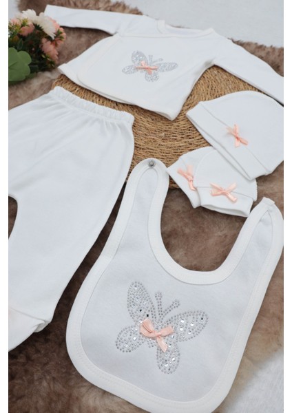 5 Parça Hastane Çıkışı Zıbın Seti 0-3 Ay - Butterfly modelleri