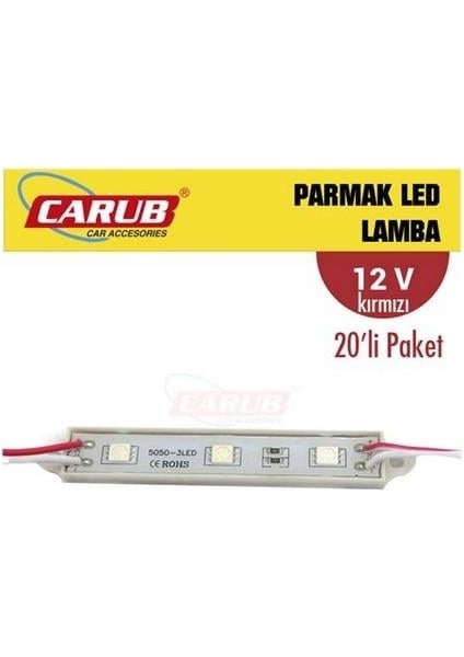 12V Parmak Lamba 3-Ledli Kablolu Kırmızı (76*13 Mm)