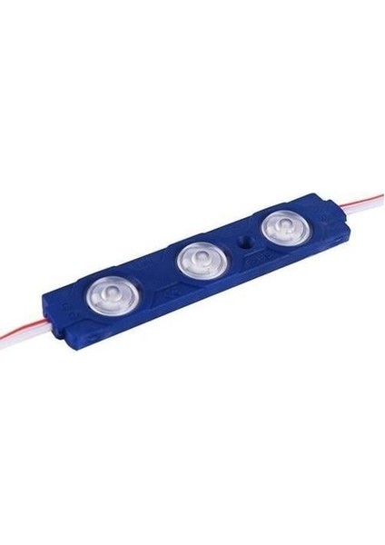 12V Parmak Lamba Mercekli 3-Ledli (Mavi) (15*67)
