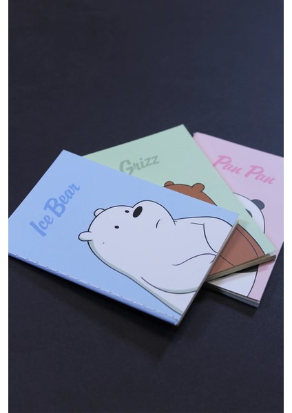 We Bare Bears Lisanslı Çizgili Küçük Not Defteri (4 Adet)
