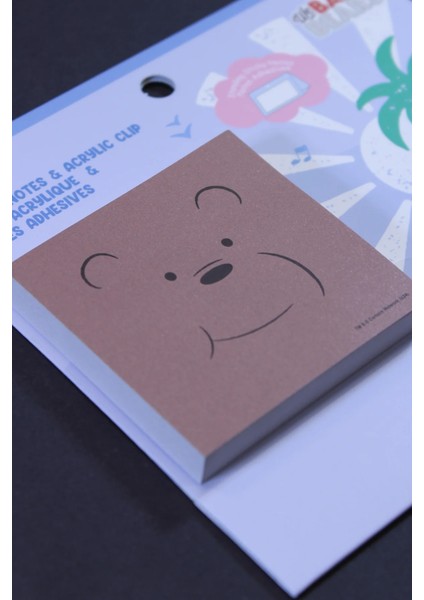 We Bare Bears Lisanslı Klipsli Not Kağıdı Set (80 Yaprak) - Bozayı