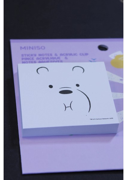 We Bare Bears Lisanslı Klipsli Not Kağıdı Set (80 Yaprak) - Kutup Ayısı