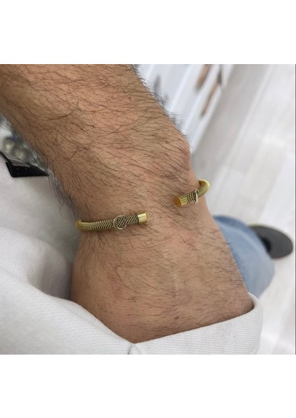 Gümüş Harfli Gold Renk Çelik Bileklik fiyatları