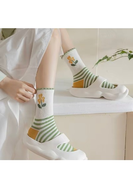 5'li Ekonomik Paket Karışık Desenli Kadın Tenis Çorap Set