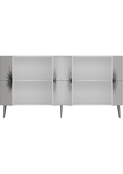 Eda Konsol Tv Sehpası Çok Amaçlı Dolap 150 cm Beyaz Gümüş fırsatları