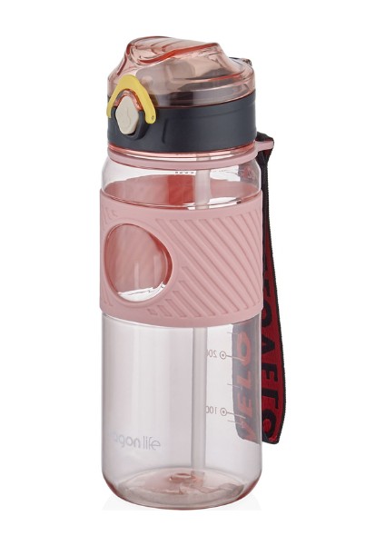 Pipetli Askılı 600 ml Suluk Vagon Plastic Bottle Matara