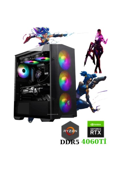 TKDEN-V45 RYZEN5-7500F 32GB Ddr5 1tb SSD RTX4060Tİ 16GB Oyuncu Masaüstü Bilgisayar