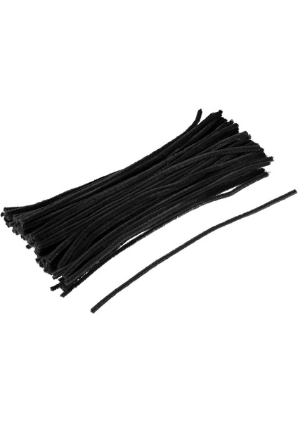 Siyah Renkli Şönil, 25 Adet Eğitici Şönil Seti, Tüylü Tel, 30 Cm, Peluş Tel