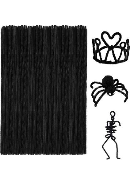 Siyah Renkli Şönil, 25 Adet Eğitici Şönil Seti, Tüylü Tel, 30 Cm, Peluş Tel fırsatları