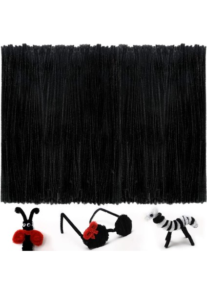 Siyah Renkli Şönil, 25 Adet Eğitici Şönil Seti, Tüylü Tel, 30 Cm, Peluş Tel indirimleri