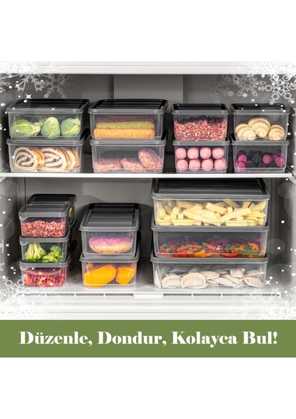 4'lü 1,75 Litre Buzdolabı Düzenleyici Organizer Mikrodalgaya Uygun Difriz Saklama Kabı Gri