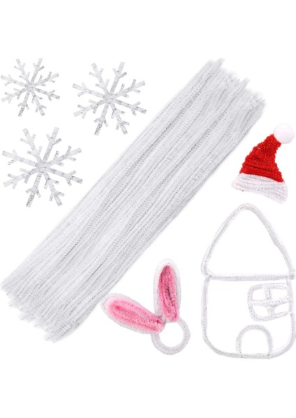 Beyaz Renkli Şönil, 25 Adet Eğitici Şönil Seti, Tüylü Tel, 30 Cm, Peluş Tel fırsatları