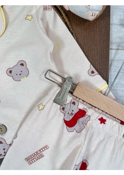 Ayıcık Baskılı Unisex Bebek Pijama Takımı modelleri
