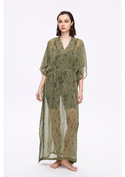 Floral Desenli Yeşil Uzun Pareo 5060