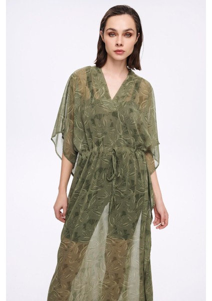 Floral Desenli Yeşil Uzun Pareo 5060