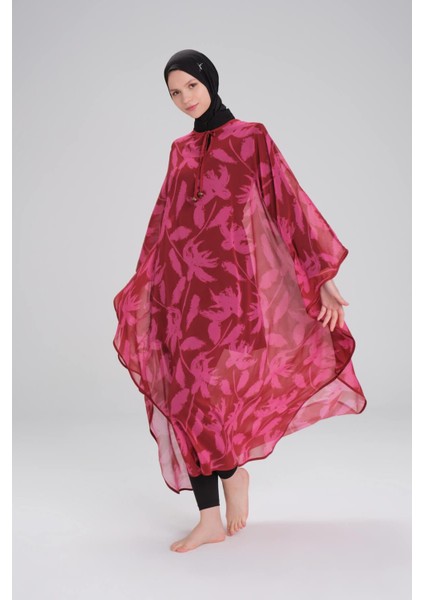 Desenli Bordo Uzun Pareo 4092