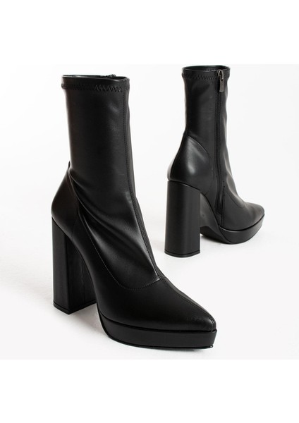 Kadın Streç Bot Siyah Deri modelleri