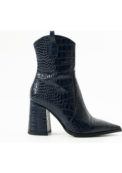 Kadın Hakiki Deri Kroko Bot Lacivert fiyatları