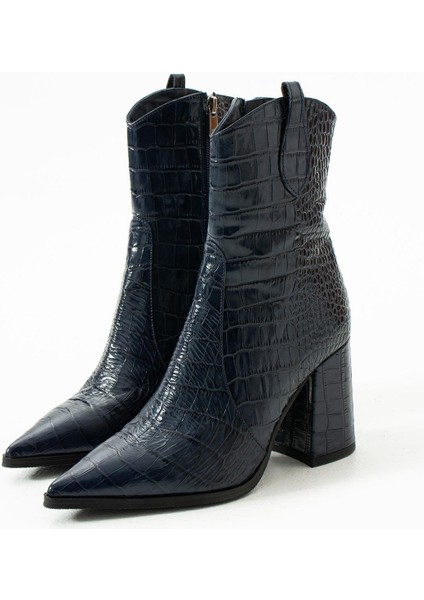 Kadın Hakiki Deri Kroko Bot Lacivert fırsatları